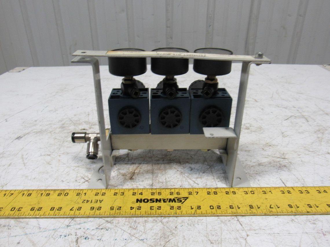 Rexroth Mecman 5350221010 6 Bar Air Pressure Regulator 3 Way Manifold Assembly