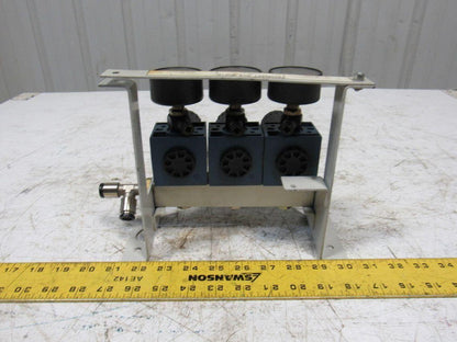 Rexroth Mecman 5350221010 6 Bar Air Pressure Regulator 3 Way Manifold Assembly