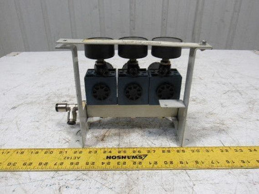 Rexroth Mecman 5350221010 6 Bar Air Pressure Regulator 3 Way Manifold Assembly