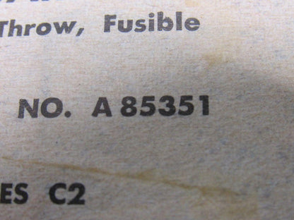 Square D A85351 3 Pole Fusible Safety Switch 30A 240V Max.