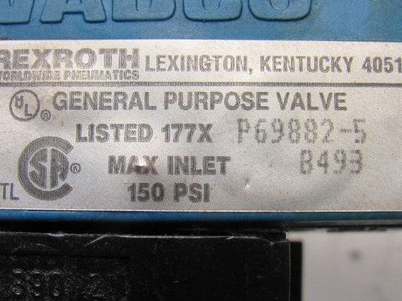 Rexroth P69882-5 Pneumatic Valve 24VDC Coil W/Manifold Block