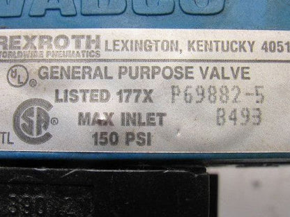Rexroth P69882-5 Pneumatic Valve 24VDC Coil W/Manifold Block