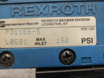 Rexroth P31165-5 Pneumatic Valve 24VDC Coil W/Manifold Block