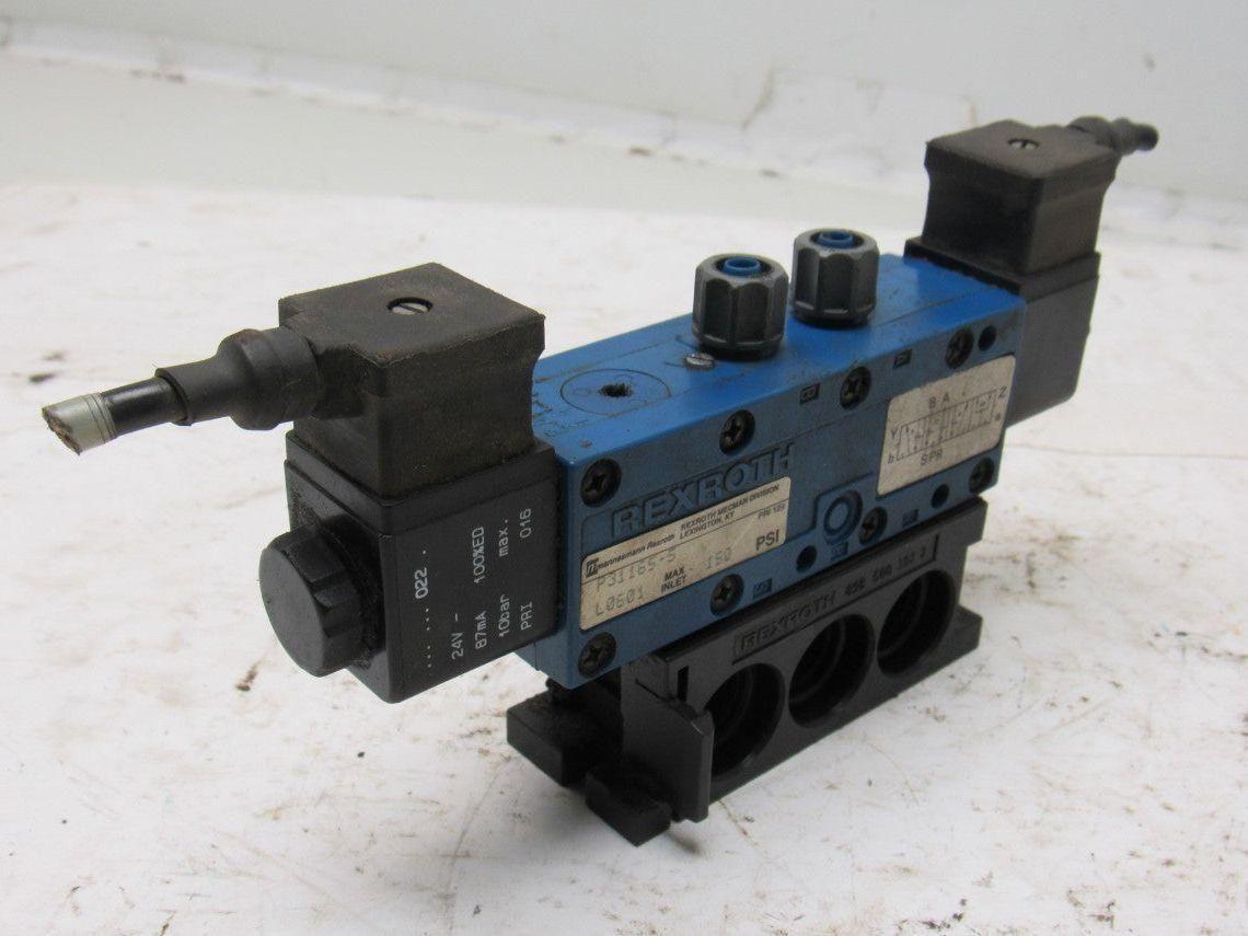 Rexroth P31165-5 Pneumatic Valve 24VDC Coil W/Manifold Block
