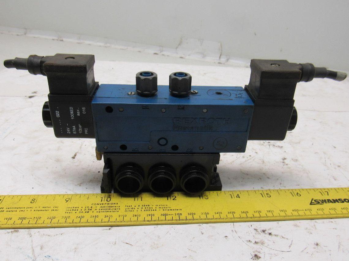 Rexroth P31165-5 Pneumatic Valve 24VDC Coil W/Manifold Block