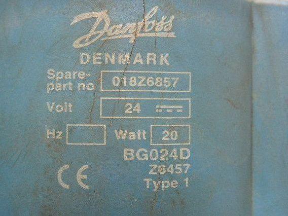 Danfoss 018Z6857 Solenoid Valve Coil 24VDC 3/8 OD Sweat