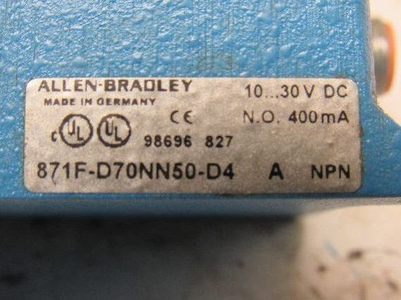 Allen Bradley Photo Switch 871F-D70NN50-D4 A Photo Switch 10-30VDC N.O. 400mA