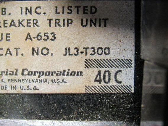 ITE JL3-T300 300A Circuit Breaker 600V 3 Pole