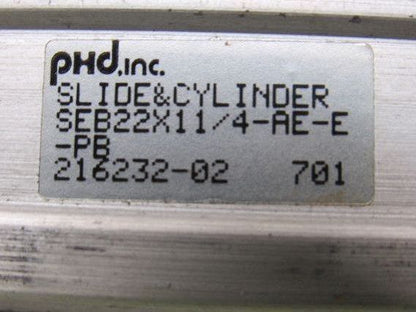 PHD SEB22X11/4-AE-E-PB Pneumatic Linear Slide & Cylinder Assembly