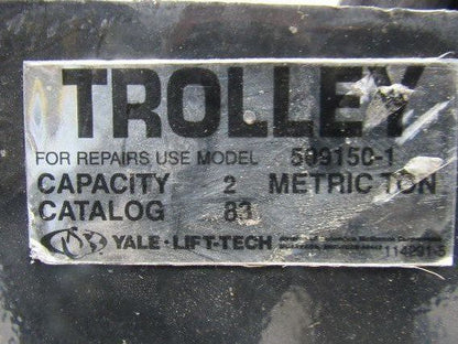 Yale 509150-1 2 Ton Hoist Chain Geared Beam Trolley 40A 600V Pickup Collector