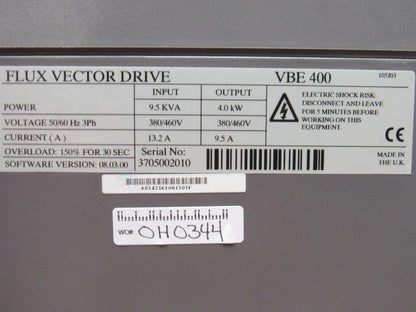 Control Techniques VBE 400 Flux Vector Drive 4.0Kw 380/460V