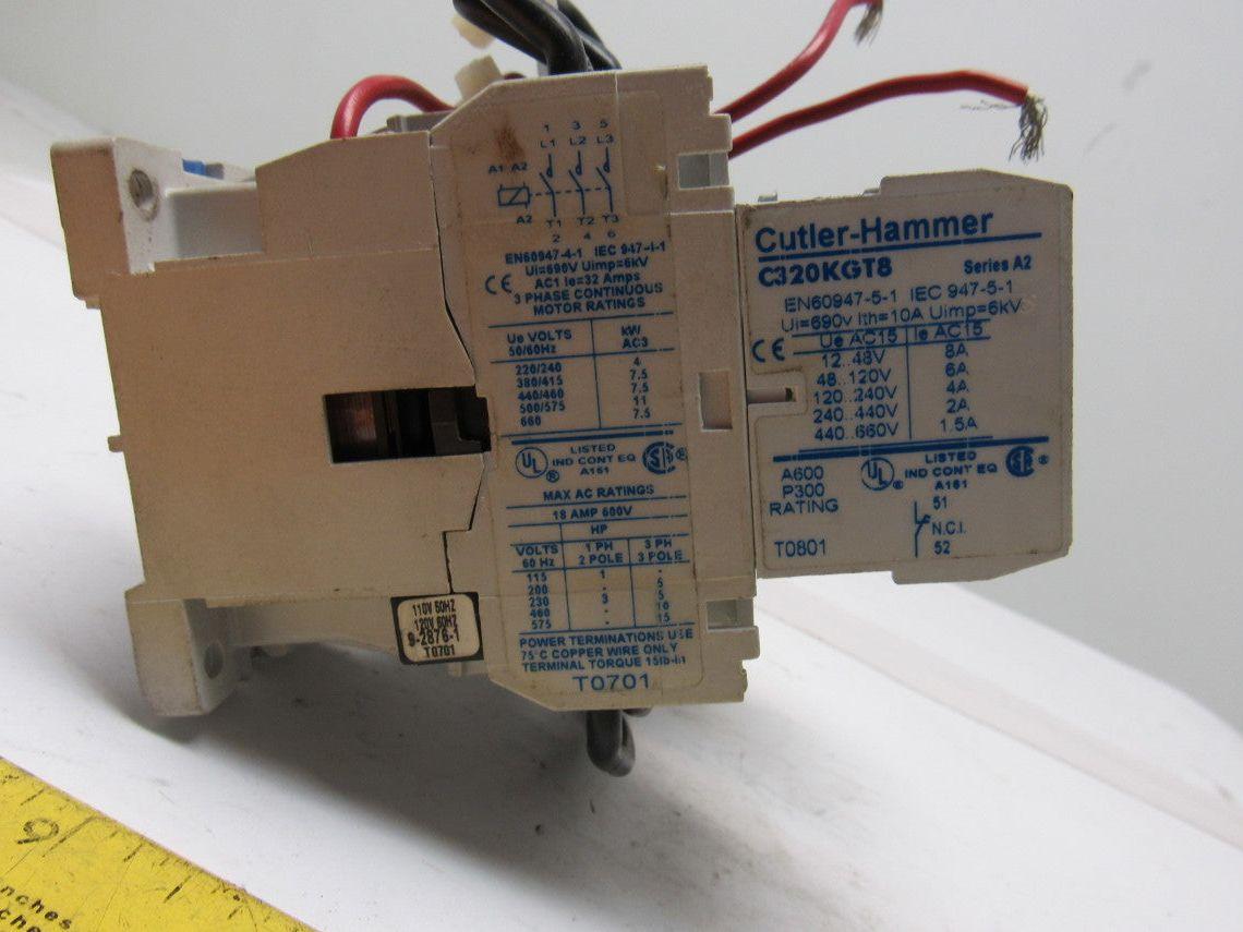 Cutler Hammer CE55DN3 Ser B1 Reversing Relay W/C320KGT8 Aux Contact