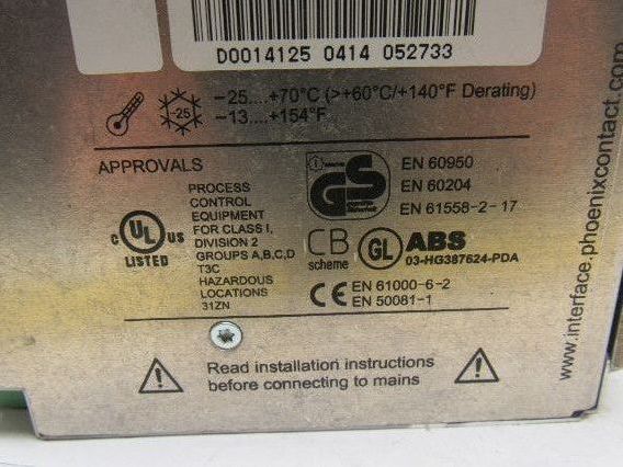 Phoenix Contact Quint-PS-100-240AC-24DC/5 2938581 Power Supply 24VDC/5A