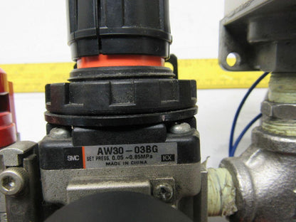 SMC VHS30-03 & AW30-03BG Pneumatic Air Filter Regulator Assembly 3/8" NPT