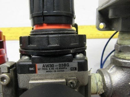 SMC VHS30-03 & AW30-03BG Pneumatic Air Filter Regulator Assembly 3/8" NPT