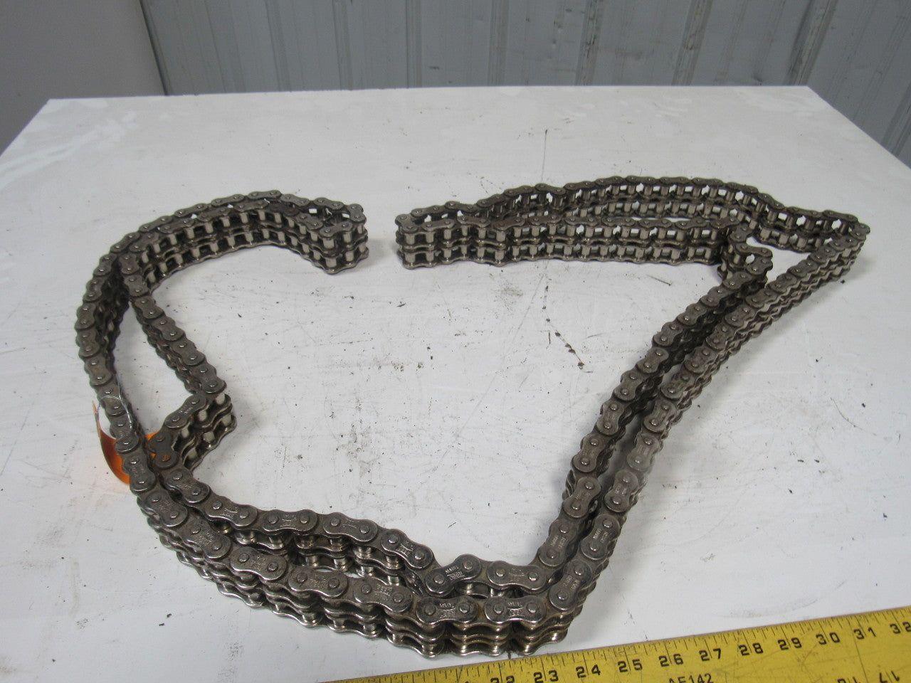 RS60 12' Double Strand Rivet Roller Chain Nickel Plate