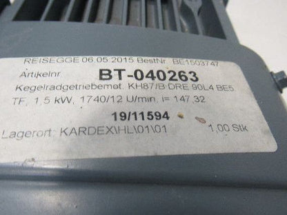 SEW KH7B-DRE90:4BES/TP 2HP 147.32RPM  Electric Gear Motor 277/480V 3Ph