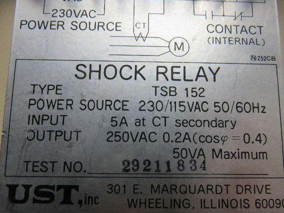 Tsubaki TSB 152 Shock Relay 230/115VAC 50/60HZ 50VA