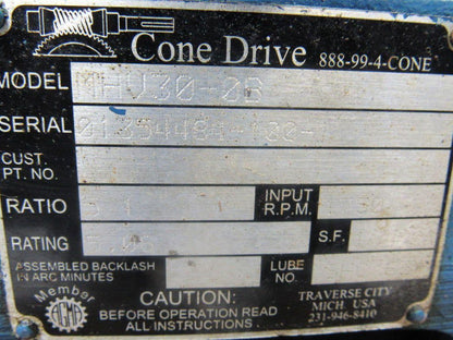 Textron Cone Drive MHV30-0B Gear Box Speed Reducer 5.06:1 Ratio