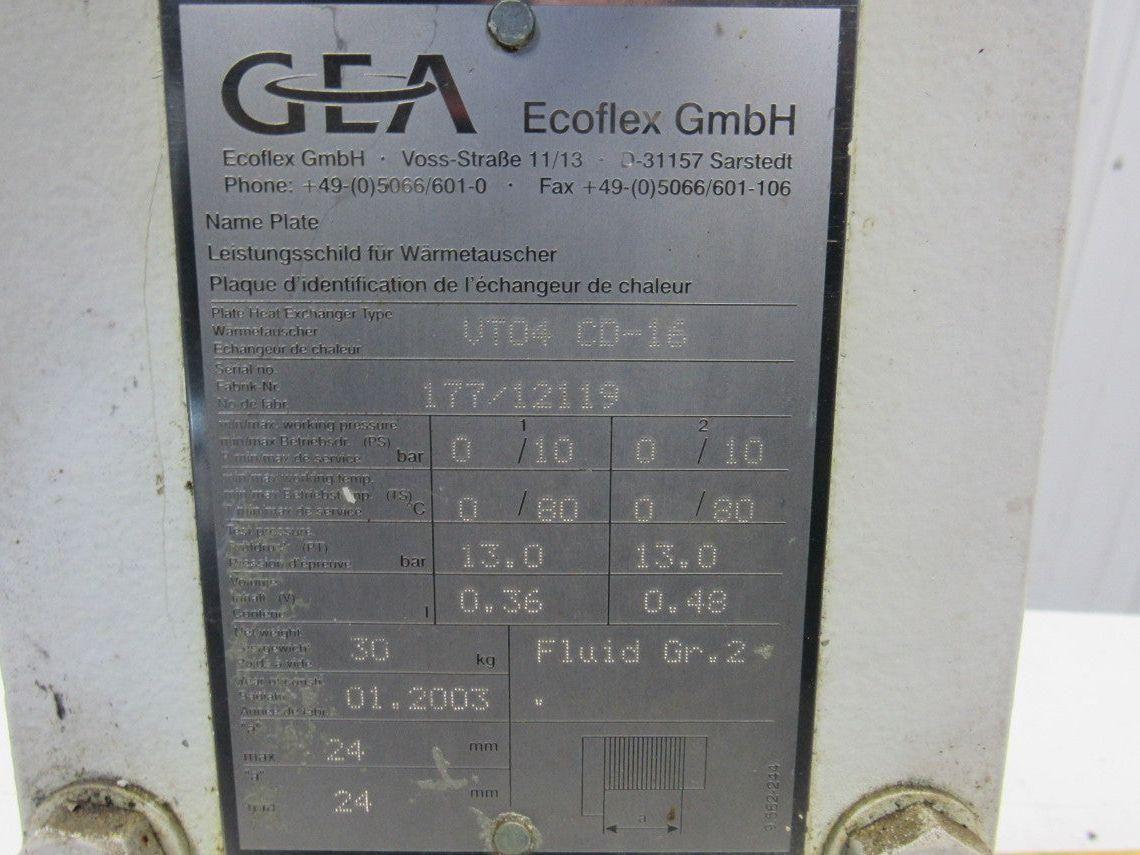 GEA VT04  CD-16 Thermal Plate Heat Exchanger 8 Plates 260 PSIG