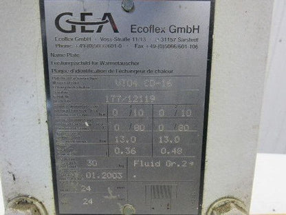 GEA VT04  CD-16 Thermal Plate Heat Exchanger 8 Plates 260 PSIG