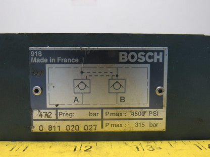 Bosch 0 811 020 027 4500 PSI Check Valve Block