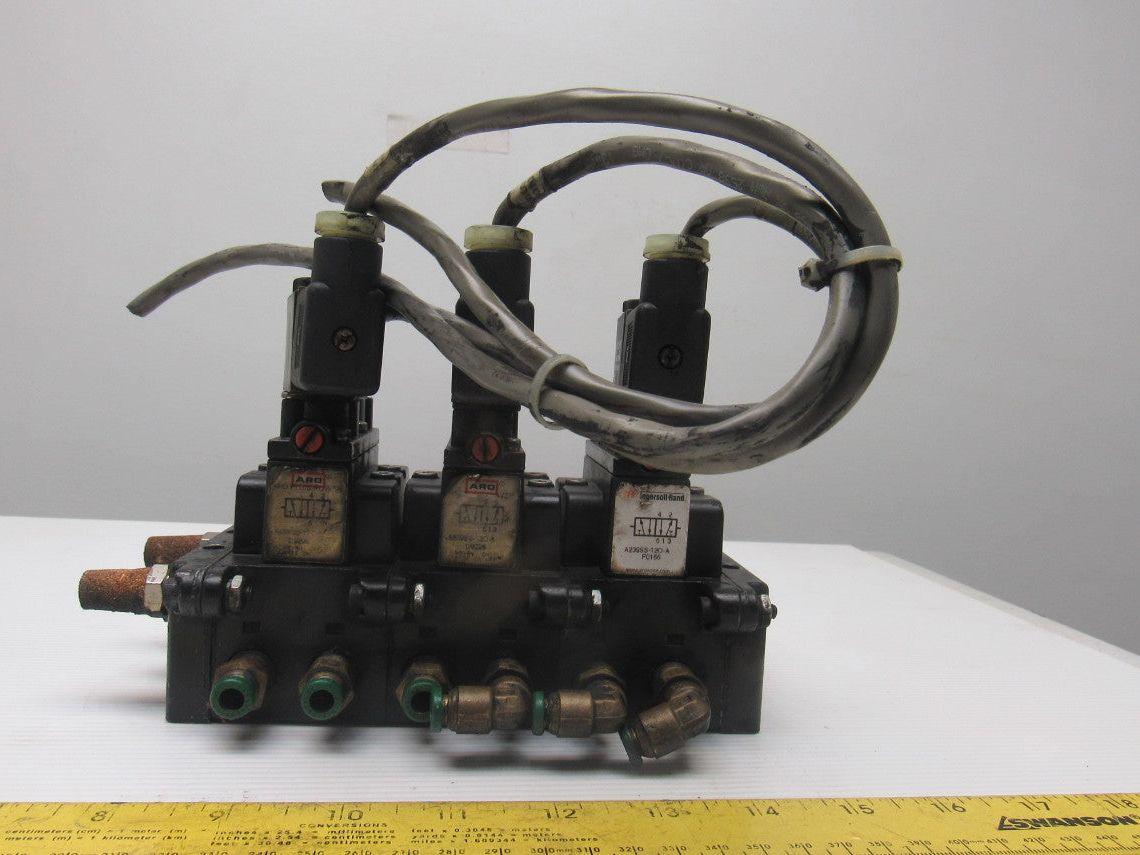 ARO A239SS-120-A Pneumatic Solenoid Air Control 3-Valve Manifold Block 120V