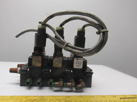 ARO A239SS-120-A Pneumatic Solenoid Air Control 3-Valve Manifold Block 120V