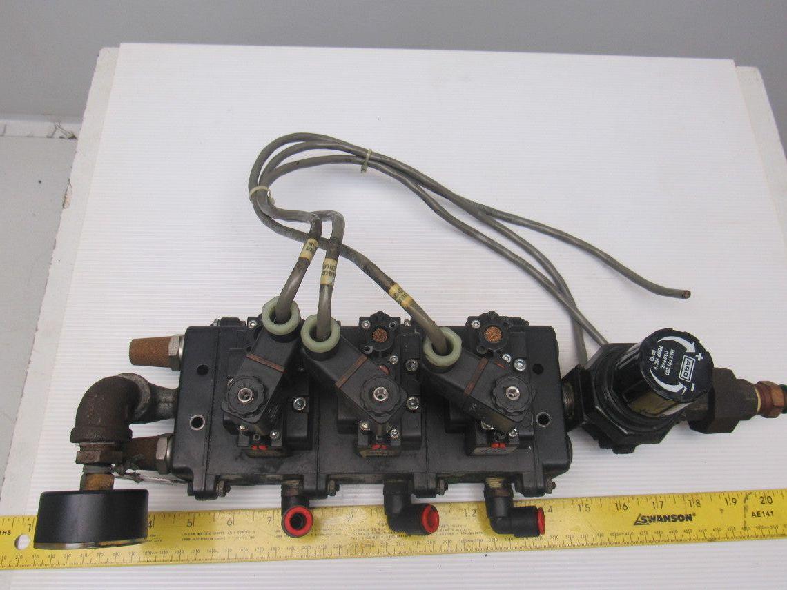 IR ARO A239SS-120-A Pneumatic Solenoid Air Control 3-Valve Manifold Block 120V
