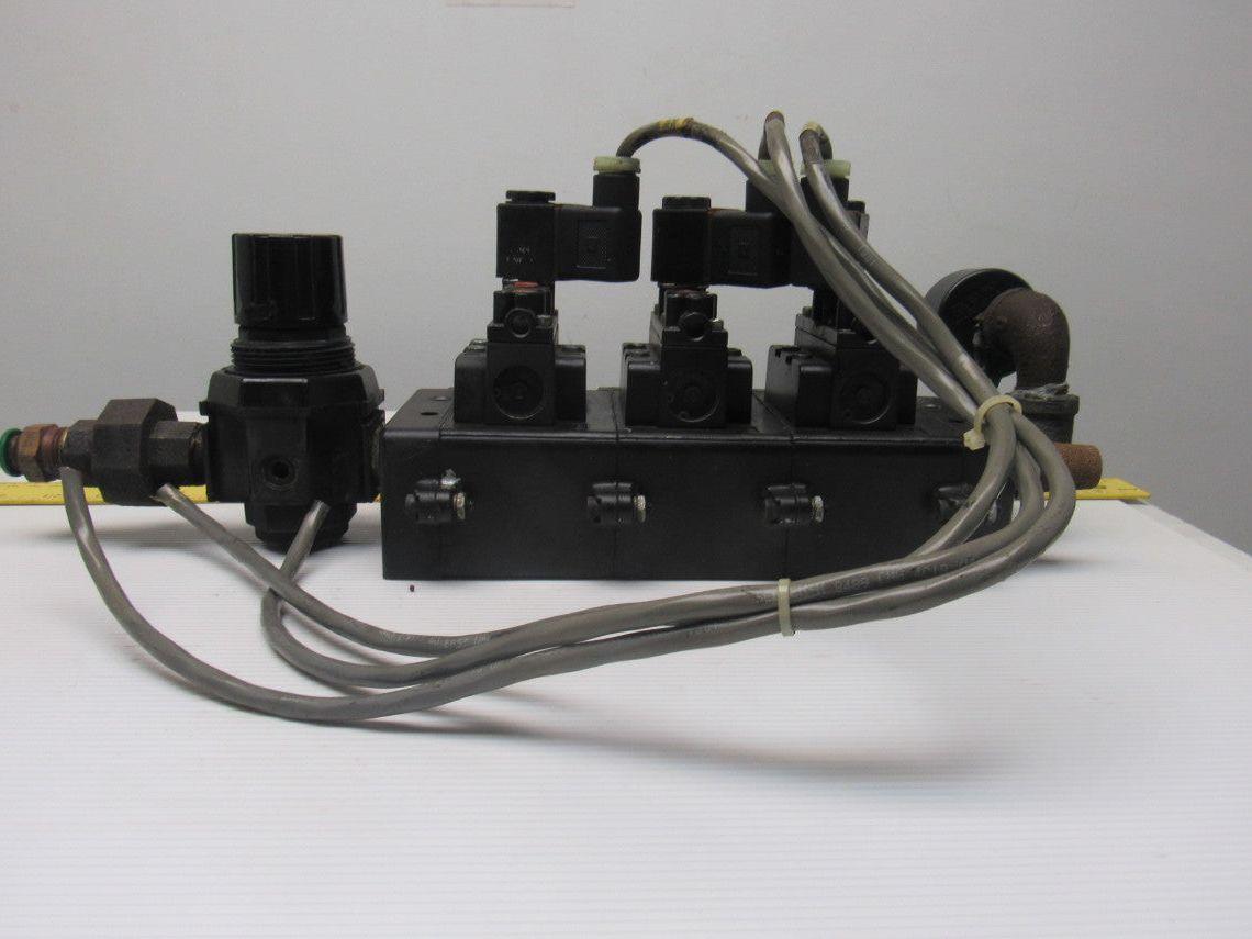 IR ARO A239SS-120-A Pneumatic Solenoid Air Control 3-Valve Manifold Block 120V