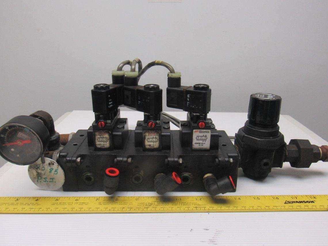 IR ARO A239SS-120-A Pneumatic Solenoid Air Control 3-Valve Manifold Block 120V
