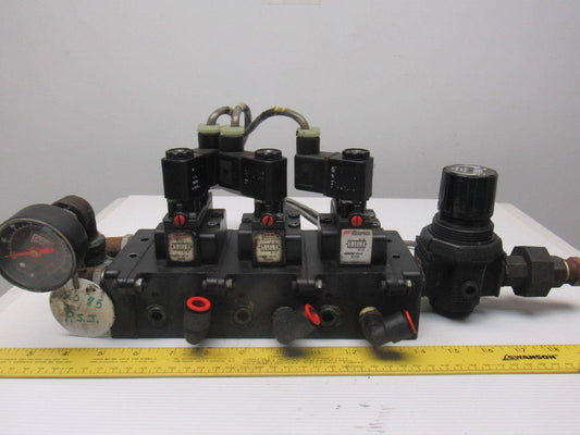 IR ARO A239SS-120-A Pneumatic Solenoid Air Control 3-Valve Manifold Block 120V