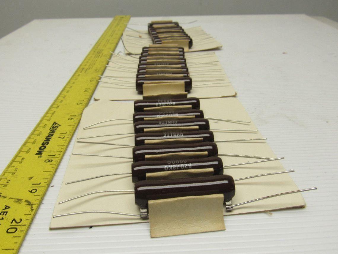 Ohmite B20J8K0 8K Ohm 20 Watt, Wirewound Ceramic Power Resistor 20W Lot of 25