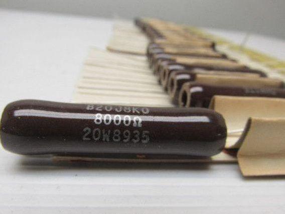 Ohmite B20J8K0 8K Ohm 20 Watt, Wirewound Ceramic Power Resistor 20W Lot of 25