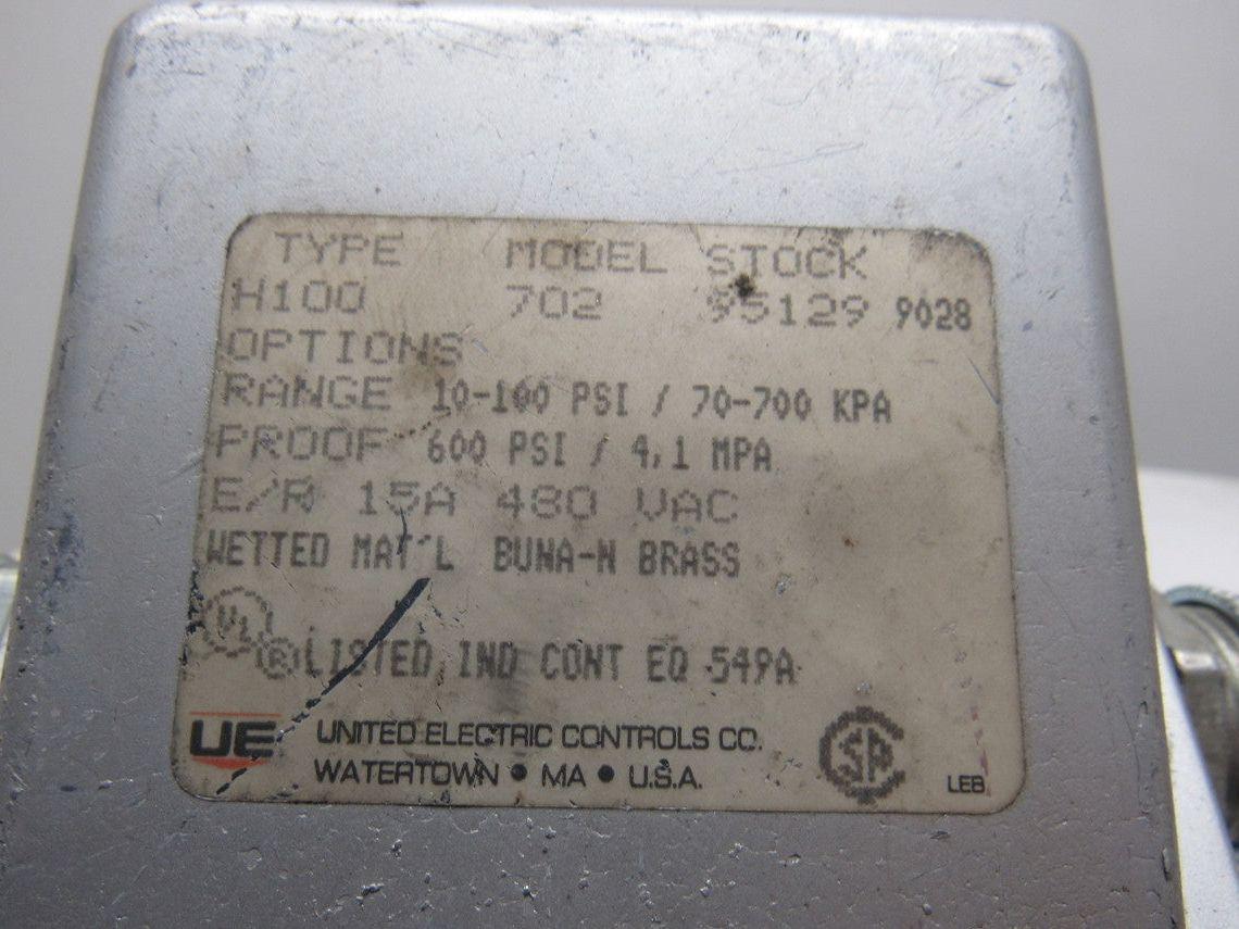 United Controls H100-702 Control Pressure Switch