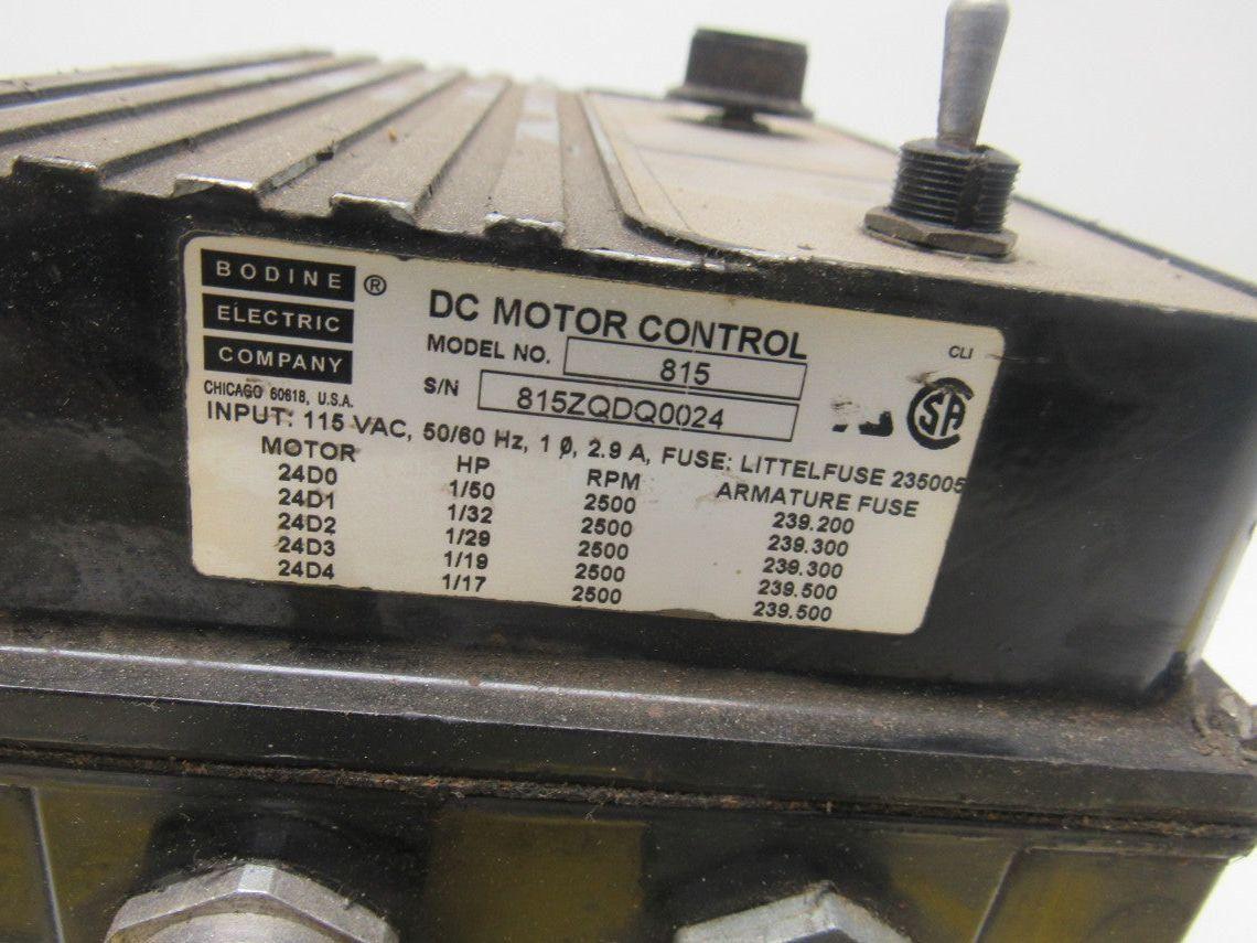Bodine Electric 815 Type FPM Adjustable DC Speed Torque Control 115VAC 50/60Hz