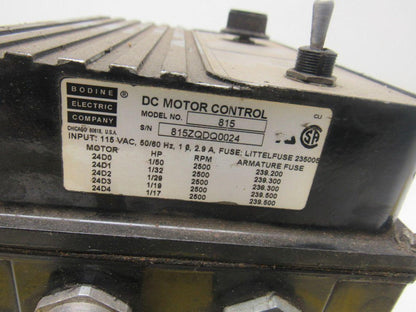 Bodine Electric 815 Type FPM Adjustable DC Speed Torque Control 115VAC 50/60Hz
