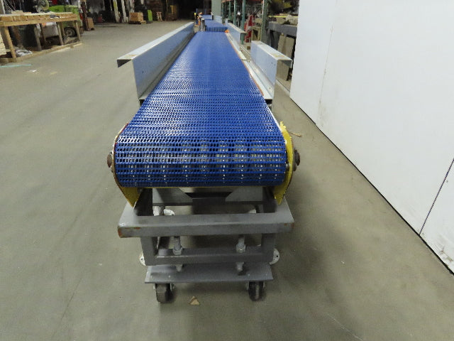 178" to 253" Center Drive Slide Bed Conveyor 18" Plastic Chain Belt 130FPM 3Ph