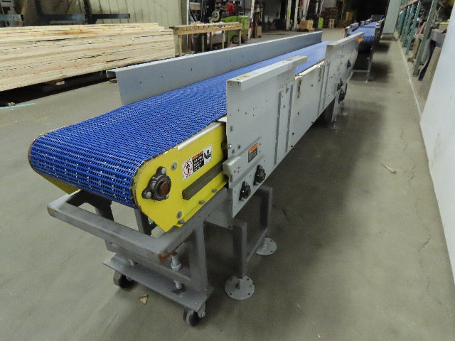 178" to 253" Center Drive Slide Bed Conveyor 18" Plastic Chain Belt 130FPM 3Ph