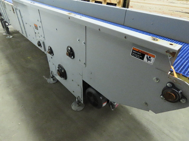 178" to 253" Center Drive Slide Bed Conveyor 18" Plastic Chain Belt 130FPM 3Ph