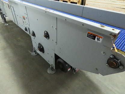 178" to 253" Center Drive Slide Bed Conveyor 18" Plastic Chain Belt 130FPM 3Ph