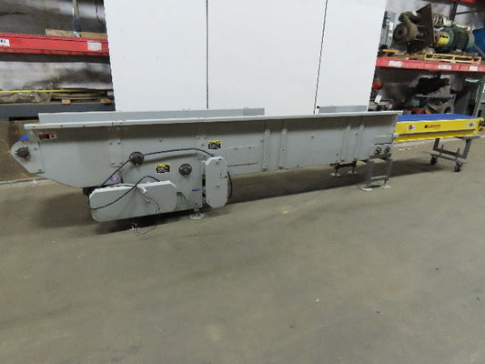 178" to 253" Center Drive Slide Bed Conveyor 18" Plastic Chain Belt 130FPM 3Ph