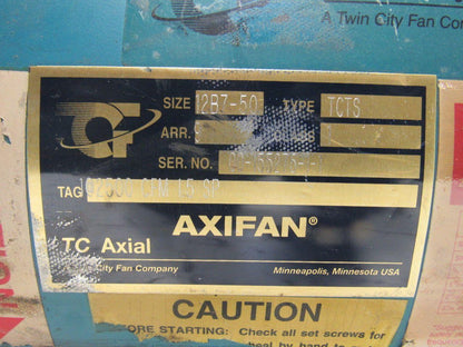 Twin City 12B7-50 Type TCTS AXIFAN 12" Tube Axial 3HP 2500CFM 208-230/460V 3PH