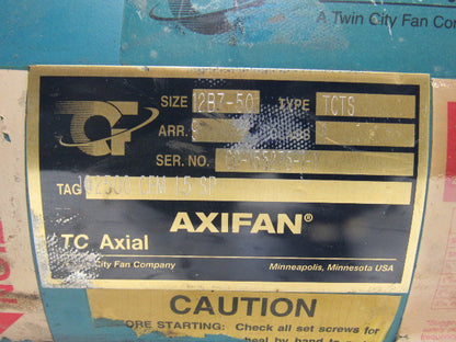 Twin City 12B7-50 Type TCTS AXIFAN 12" Tube Axial 3HP 2500CFM 208-230/460V 3PH