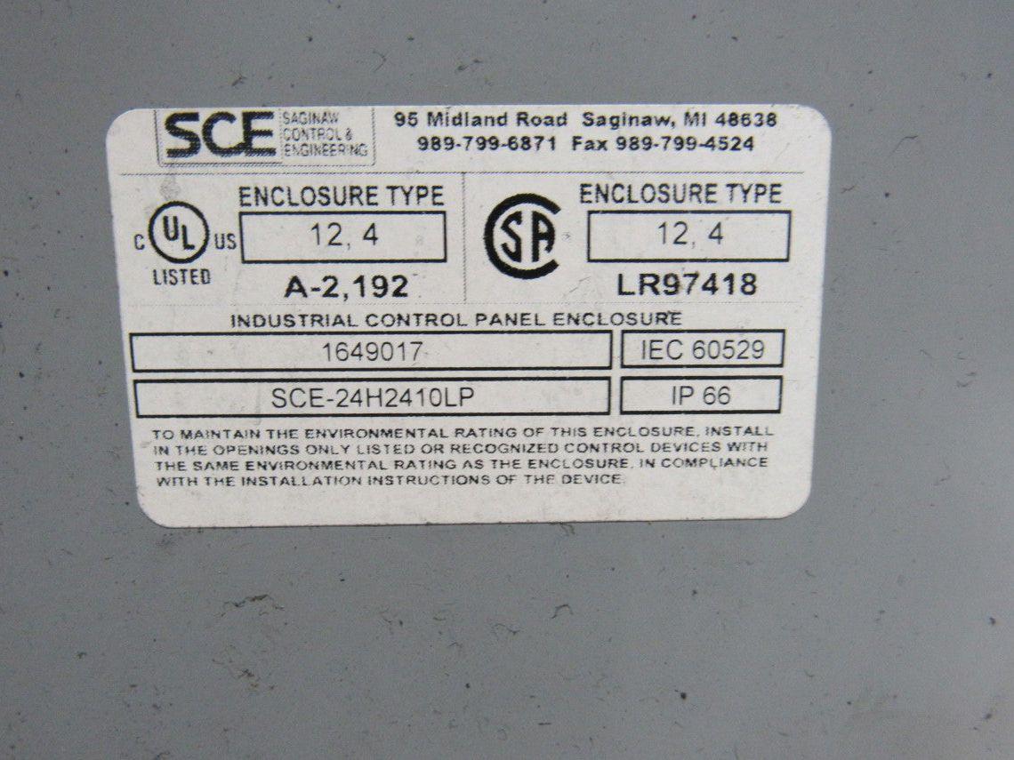 SCE 24H2410LP 24"x24"x10" Wall Mount Electrical JIC Enclosure w/Backplate