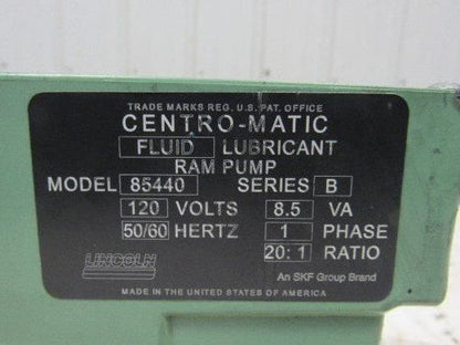 Lincoln 85440 Cetro-Matic Fluid Lubricant Pump 120V 1Ph 50/60Hz 20: 1 Ratio