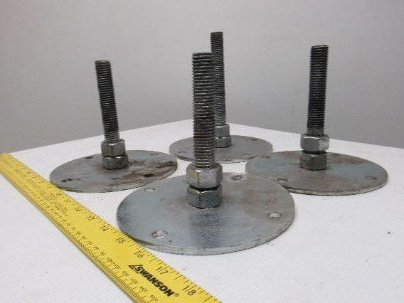 Machine Leveling Feet 6" Base 3/4"-10x6-1/4" Threaded Stud Lot of 4
