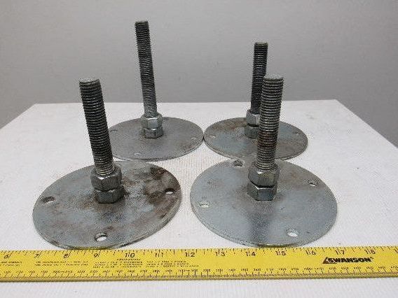 Machine Leveling Feet 6" Base 3/4"-10x6-1/4" Threaded Stud Lot of 4
