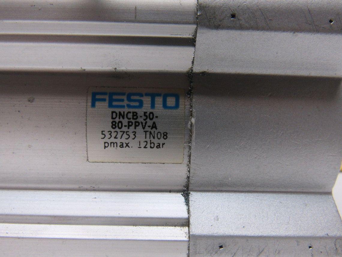 Festo DNCB-50-80PPV-A Pneumatic Air Cylinder 50mm Bore 80mm Stroke 12Bar Max