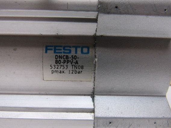 Festo DNCB-50-80PPV-A Pneumatic Air Cylinder 50mm Bore 80mm Stroke 12Bar Max